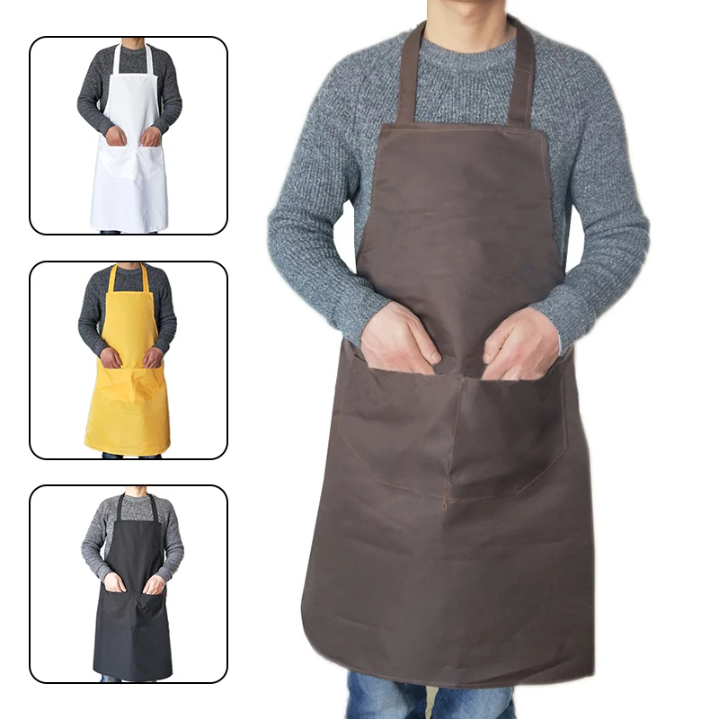 

Kitchen Apron Wipeable Waterproof Oil-proof Cooking Baking Sleeveless Aprons Adjustable Pure Color Hairdresser Apron