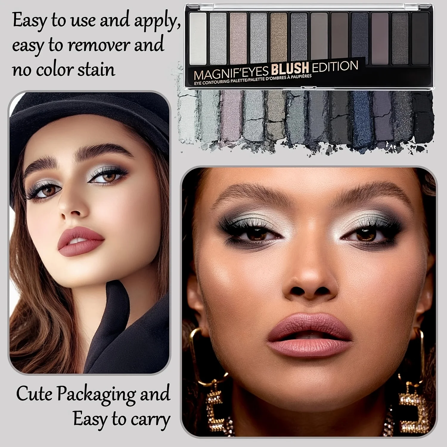 Ombretto ErshiQI a 12 colori con glitter perlescenti, opachi e fini