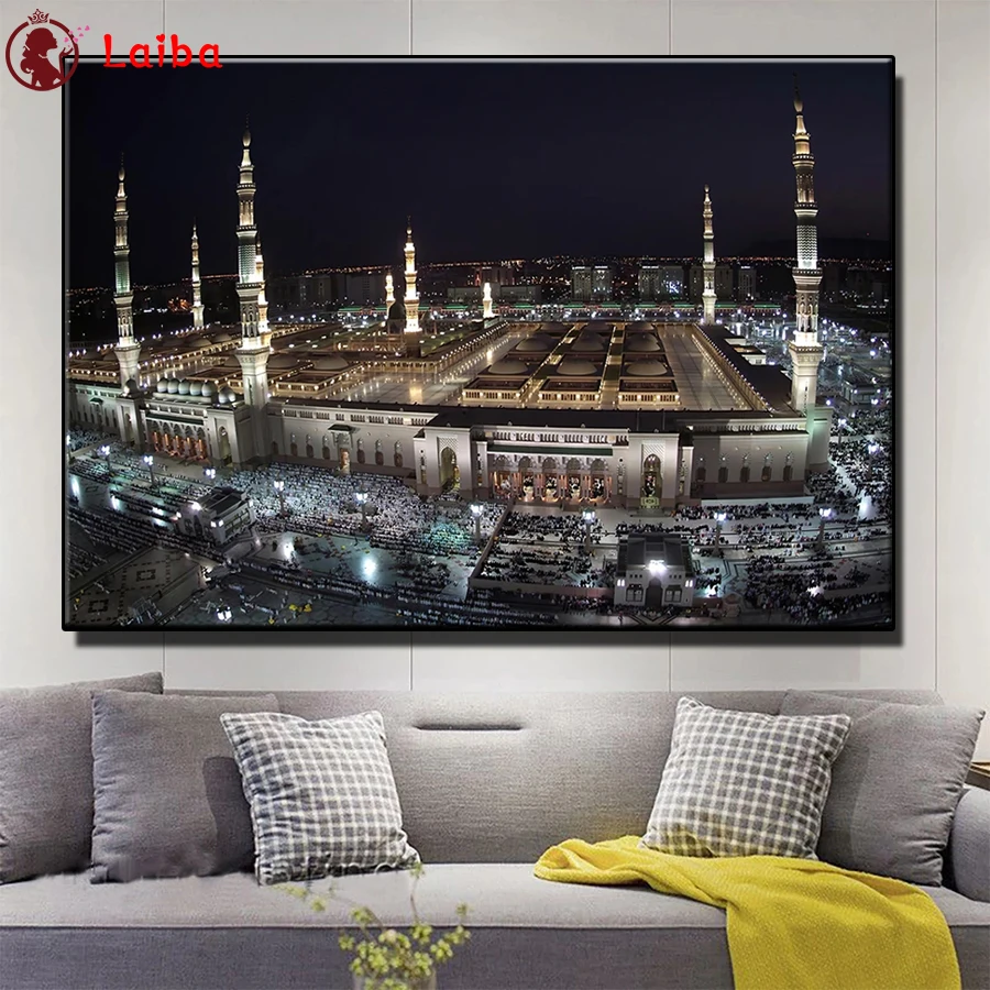 Islamic Religious Architecture Diamond Painting, Full Square Diamond, Cross Stitch, Mosaic Handmade Gift, Muslim Mosque, DIY