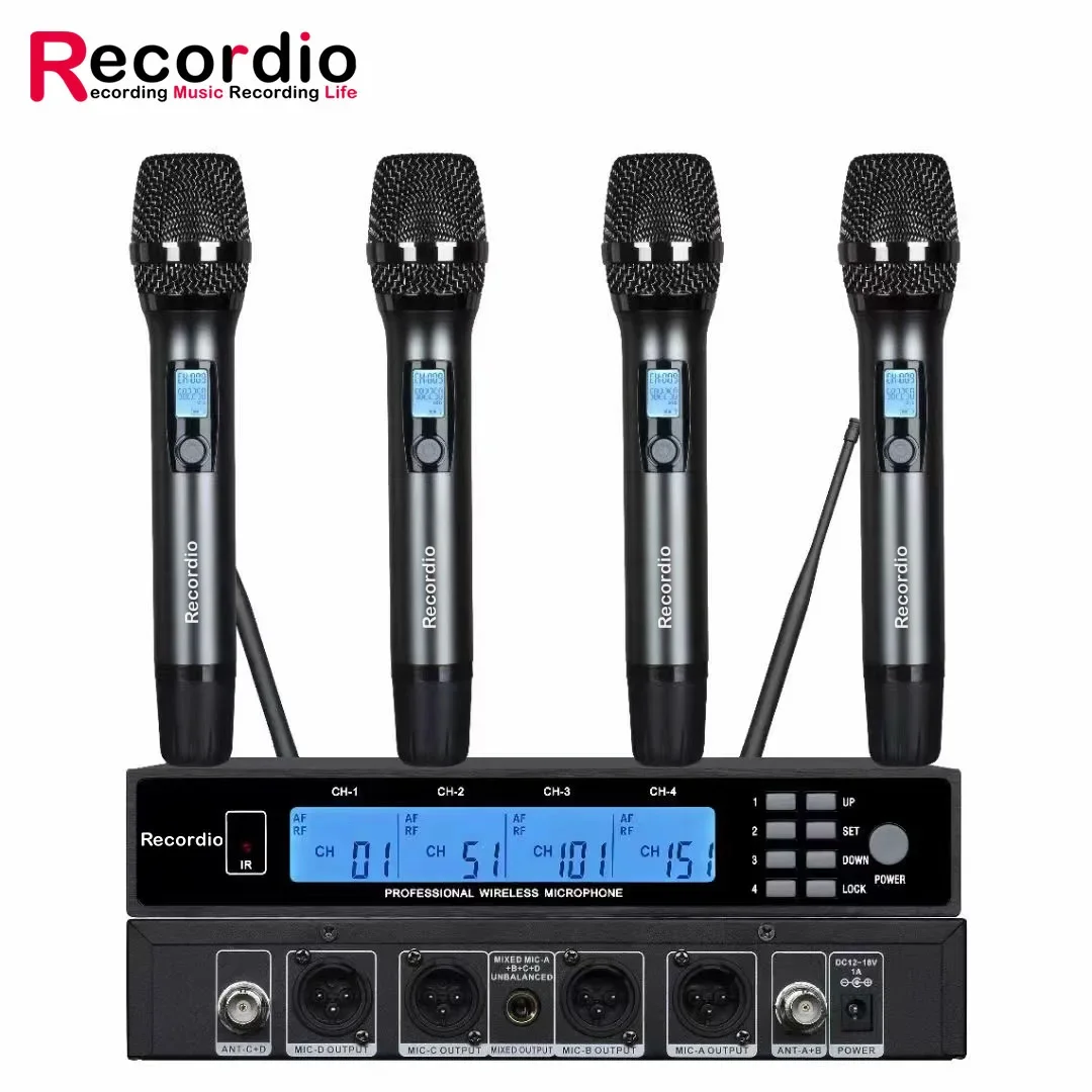 GAW-MA700 Stage Show Karaoke Four Wireless Microphone Anti-Whistling Professional Grade IR System Interview Microphone