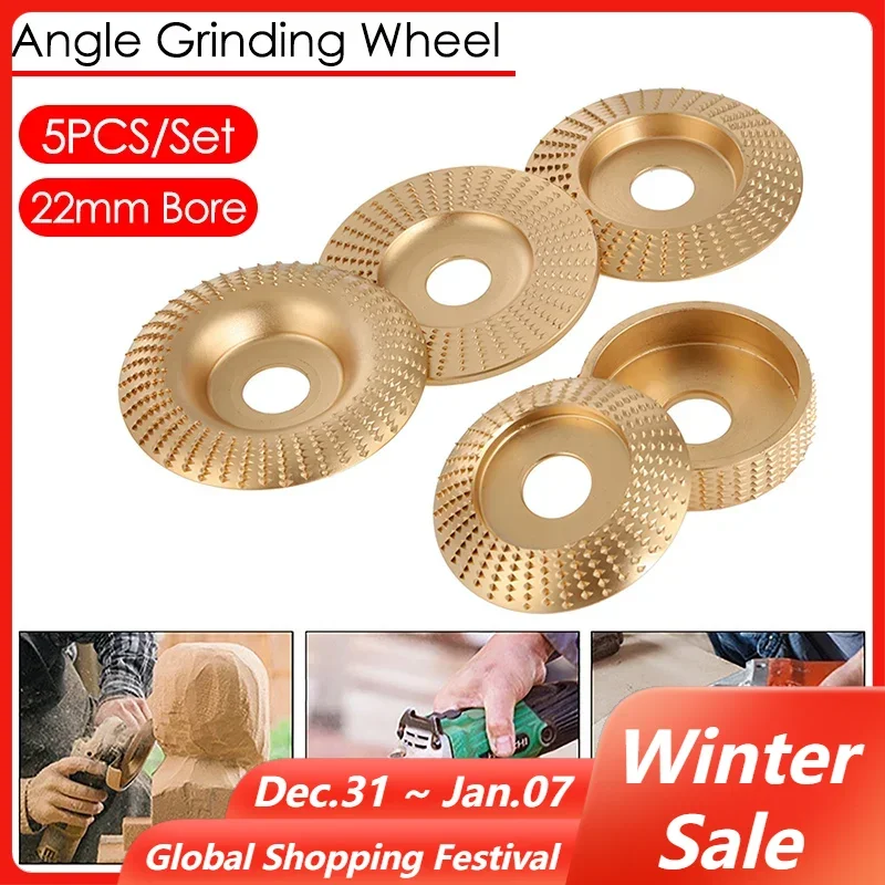 5PCS Angle Grinder Wood Sanding Discs Grinding Polishing Wheel Rotary Disc 22mm Bore Wood Carving Tool Cutting Abrasive Discs