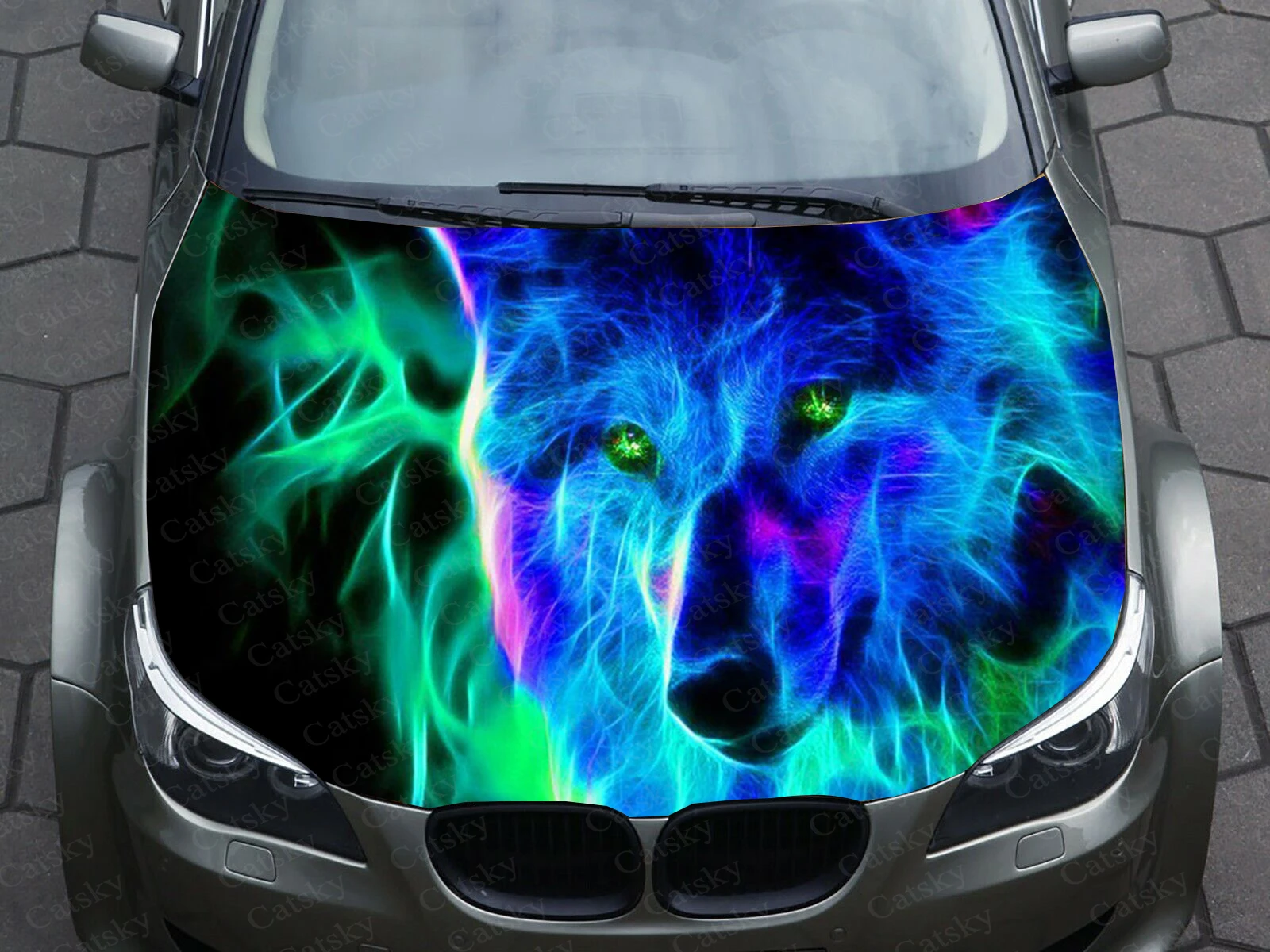 늑대 자동차 스티커 그래픽 비닐 데칼 후드 패턴 포장 데칼, 사용자 정의 DIY 엔진 컬러 동물 자동차 데칼
