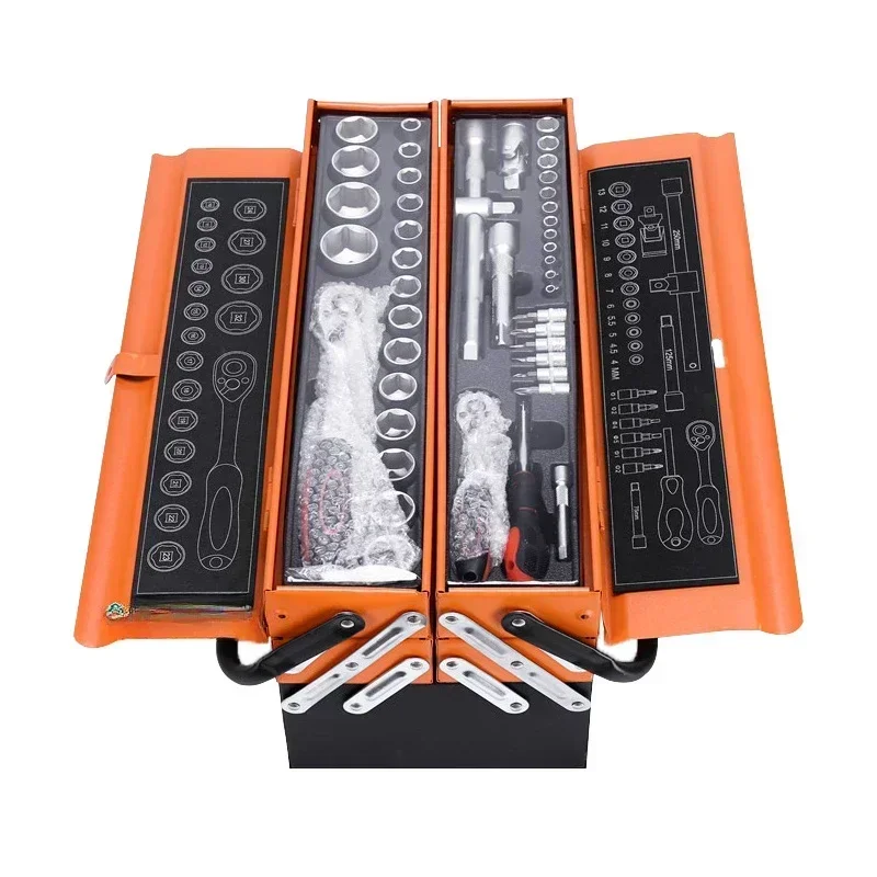 Tool Set Iron Box With 3 Drawers 72 Teeth Auto Release Wrench Mechanic Tool Kit For Repair Workshop Garage factory price
