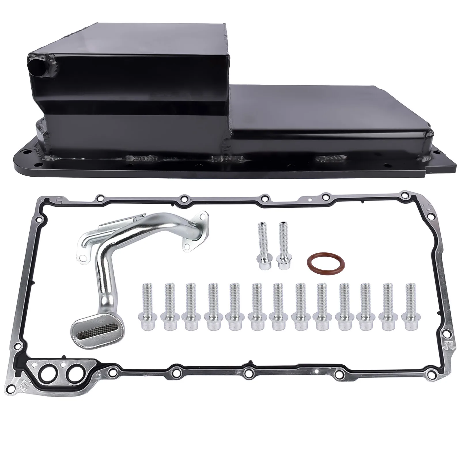 AP02 New Black Front Wet Sump Oil Pan Kit Aluminum for GM LS LS1/LS2/LS3/LS6 4.8 5.3 5.7 6.0 6.2L Engine 81004