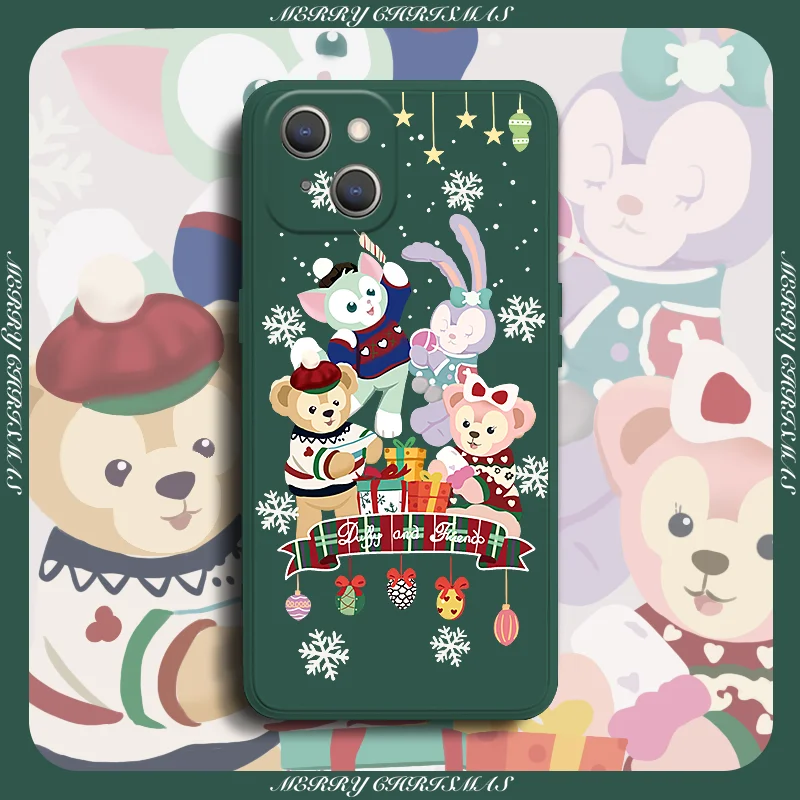 Funda boże narodzenie disney duffy rodzina płynny silikonowy futerał na telefon dla iPhone 14 13 12 mini 11 pro xs max X XR 6 7 PLUS para prezent