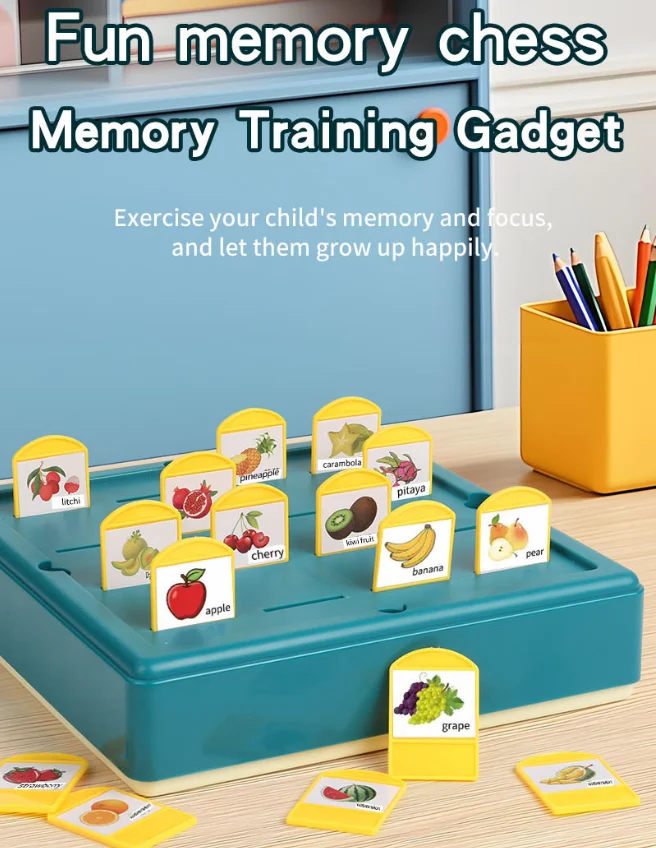 Kids Memory Matching Card Game, Fruit Themed Guess Who Board Game, Family Interactive Educational Toy for Parent‑Child Play