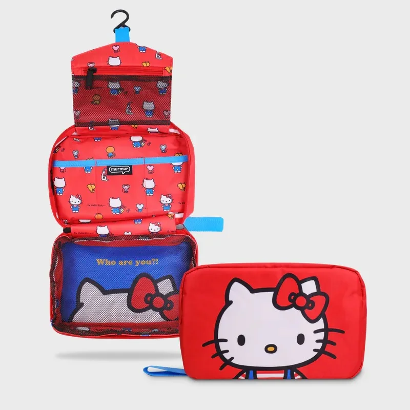 

Косметичка Kawaii Hello Kitty, портативная дорожная сумка, аниме, для девушек, вместительные средства для ухода за кожей, портативные сумки для хранения туалетных принадлежностей