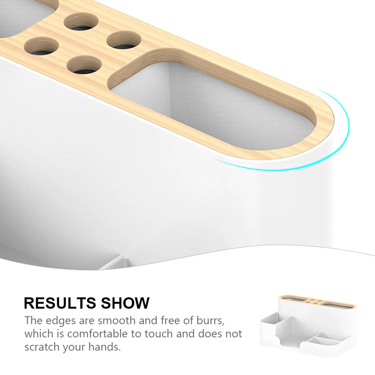 1Pcs Pen Holder ABS Resin Timber Desktop Compartment Organizer Waterproof Anti Fall Large Capacity Office Desk Storage Box