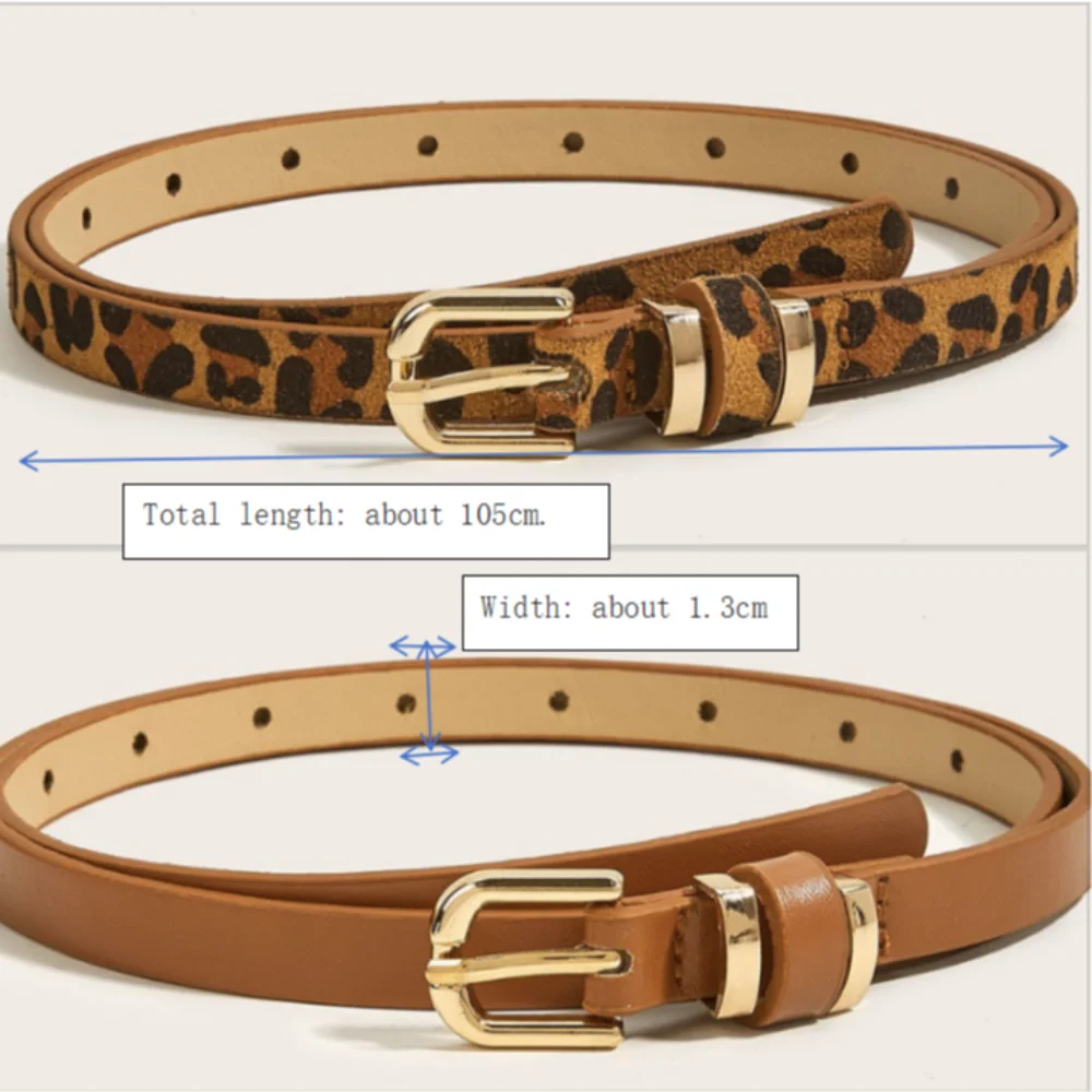 حزام نسائي رفيع متعدد الاستخدامات مع مشبك إبرة ، ديكور حزام صغير ، نمط فهد بسيط ، مزاجه ، الصيف #6