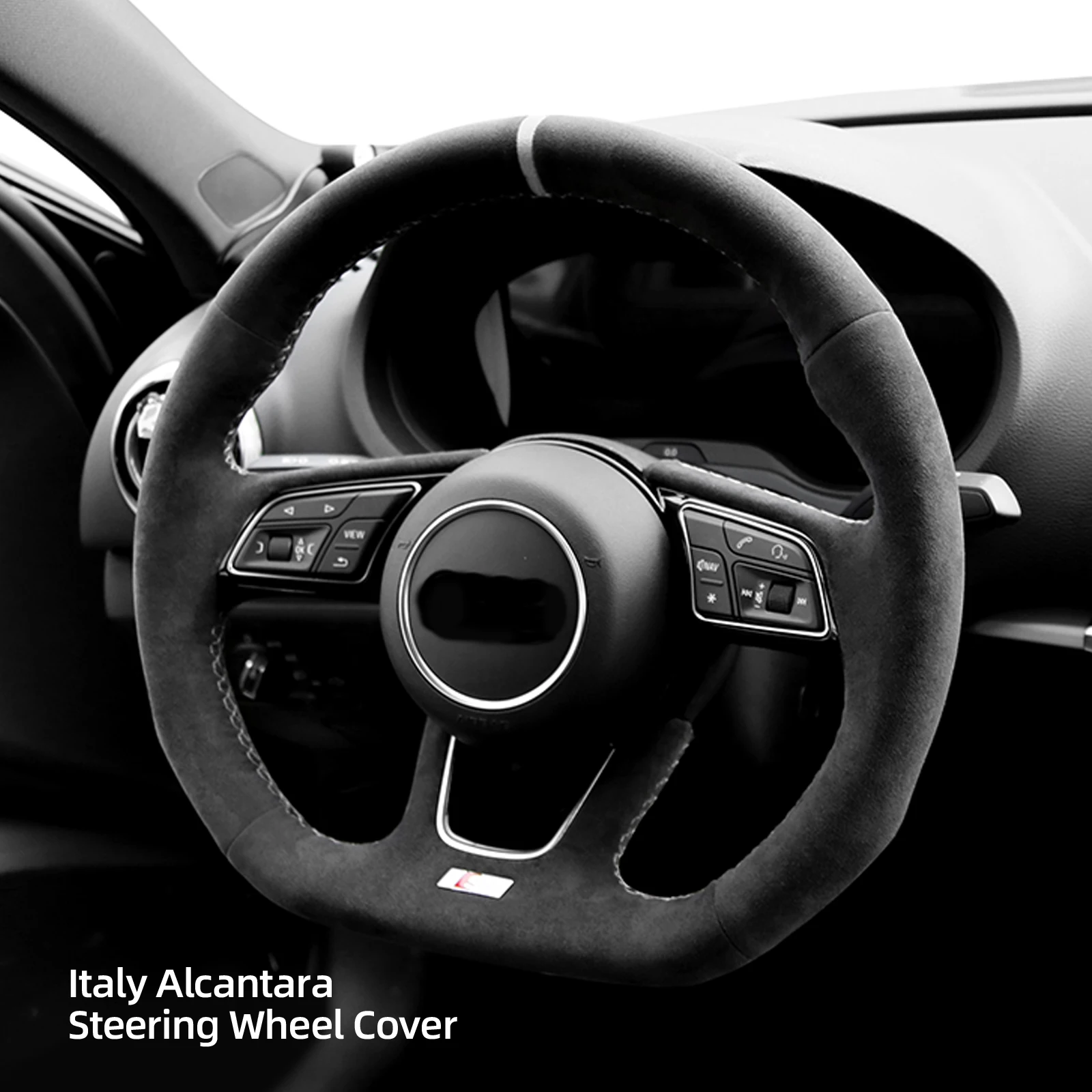 Alfanxi Hand Stitch Alcantara Steering Wheel Cover for Audi RS3 RS4 RS5 S3 S4 S5