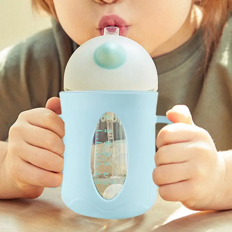 Funda protectora de silicona con asa para biberón, cubiertas para biberones de calidad alimentaria, funda para biberón de viaje antirotura de repuesto con