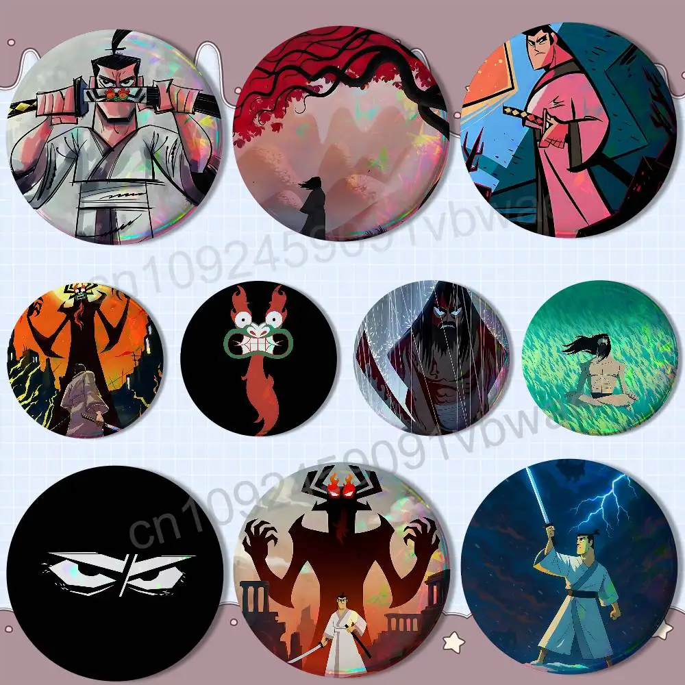 

game Loneliness Samurai Jack 58mm Round Pins Creativity Printed Pictures Text Metal Lapel Badges Brooches Jewelry Gift Wholesale