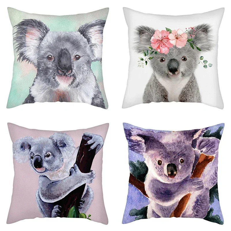 

45x45cm Cute koala cushion cover cartoon animal Polyester Pillowcase Living room Sofa Office Seat Cover Home decor