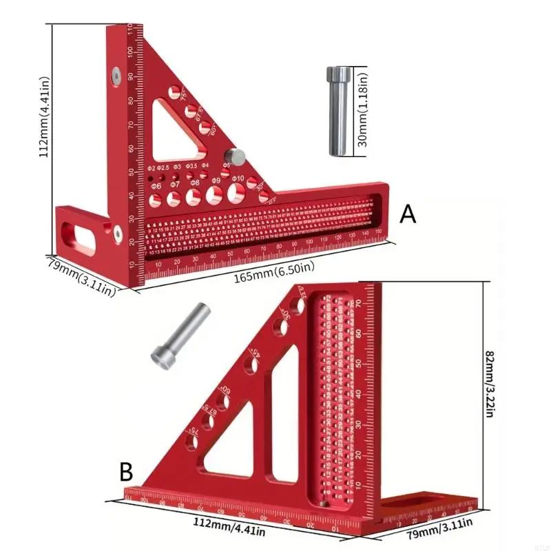 57QF Diseño confiable Medición aluminio regla para entusiastas bricolaje y profesional