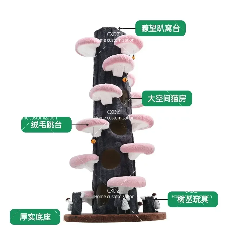 Large Cat Tree Climbing Frame with Jumping Platform Integrated Cat Shelf Villa Warm Cat Nest Universal for All Seasons
