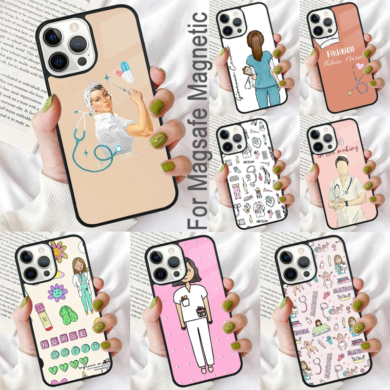 

Doctor Nurse Medical Medicine Health Magnetic Soft Phone Case for iPhone 16 Promax 15 Pro 13 14 Plus 11 12 Mini MagSafe Coque