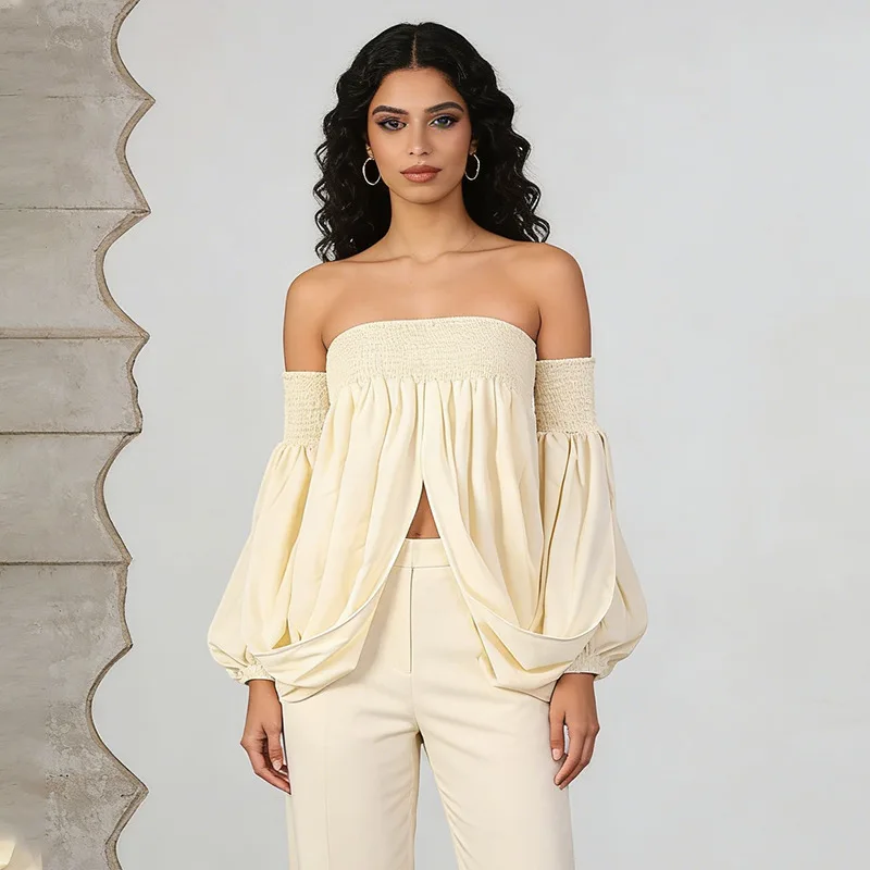 

Spring Strapless Blouse Top for Women Sexy Pure Desire Style Hot Girl Fashionable Sleeveless Women's Top