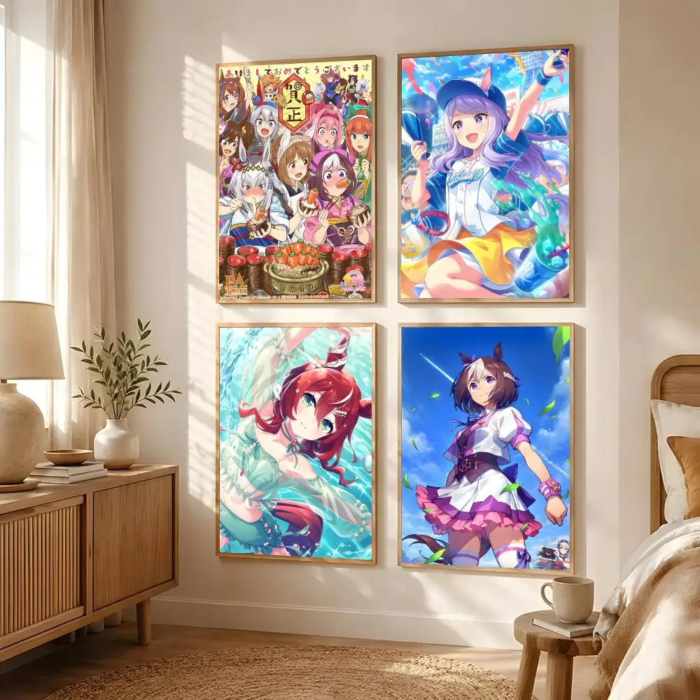 Game Uma Musume: Pretty Derby Poster Poster All-match HD Waterproof Self-Adhesive Wall Art Sticker For Home Bedroom