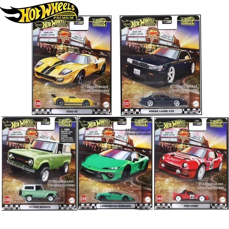 Hot Wheels Premium Boulevard 2025 No. 136-140 Juego de coches fundidos a presión - Ford GT Lamborghini Nissan Colección de juguetes modelo a escala 1/64