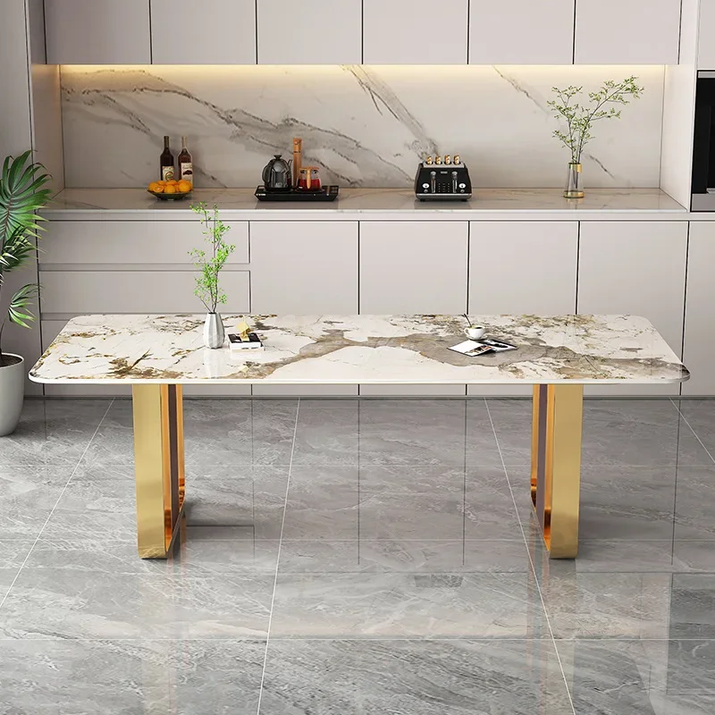 أقدام طاولة أرجل، أقواس ألواح رخامية، رفوف طاولة أقدام غير قابلة للصدأ، قواعد إطار معدني فاخر خفيف #5