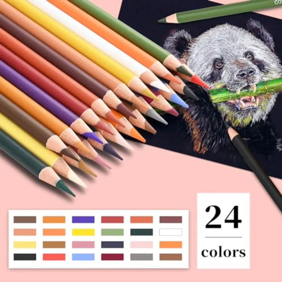 Colored Charcoal Pencils Drawing Set, 24 Colors Skin Tone Pastel Chalk Pencils for Drawing, Sketching, Shading, Coloring, Layer