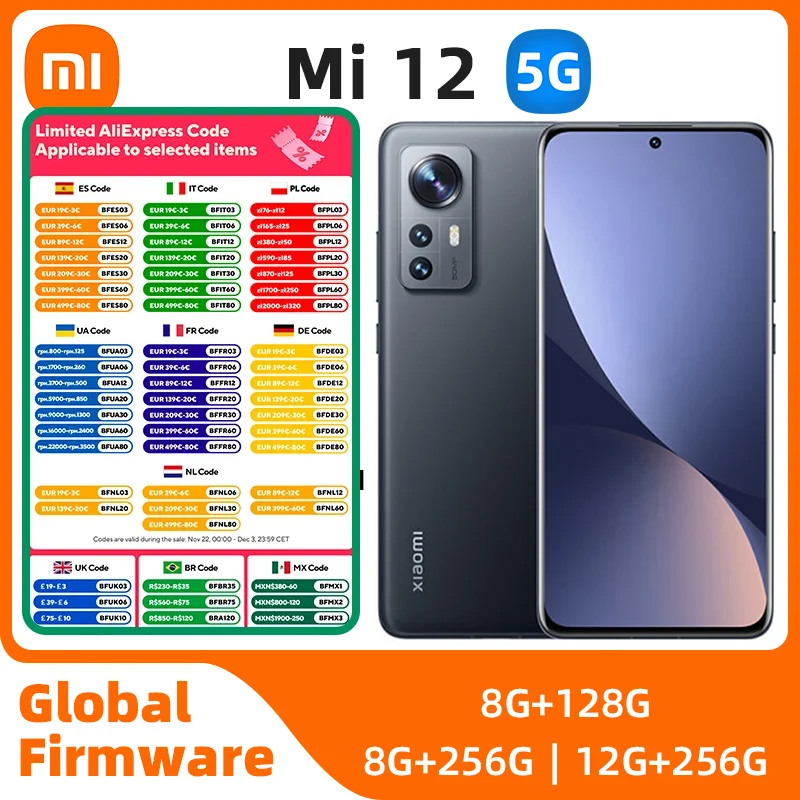 Xiaomi Mi 12 Android 5G Unlocked 6.28 inch 12GB RAM 256GB ROM All Colours in Good Condition Original used phone