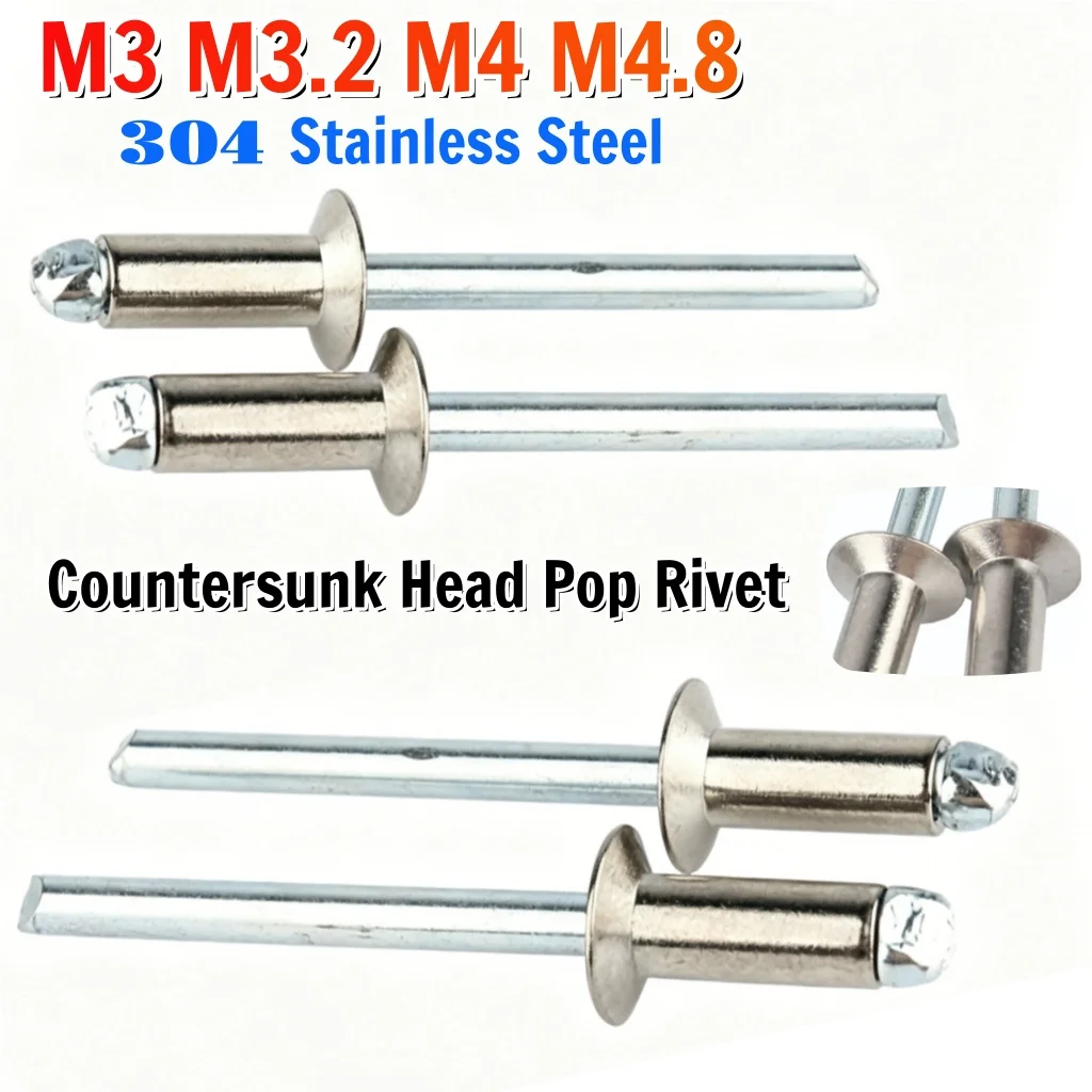Beicai Flat Countersunk Blind Rivet 304 Stainless Steel Rivet Sealed Waterproof Rivet M3 M3.2 M4 M4.8