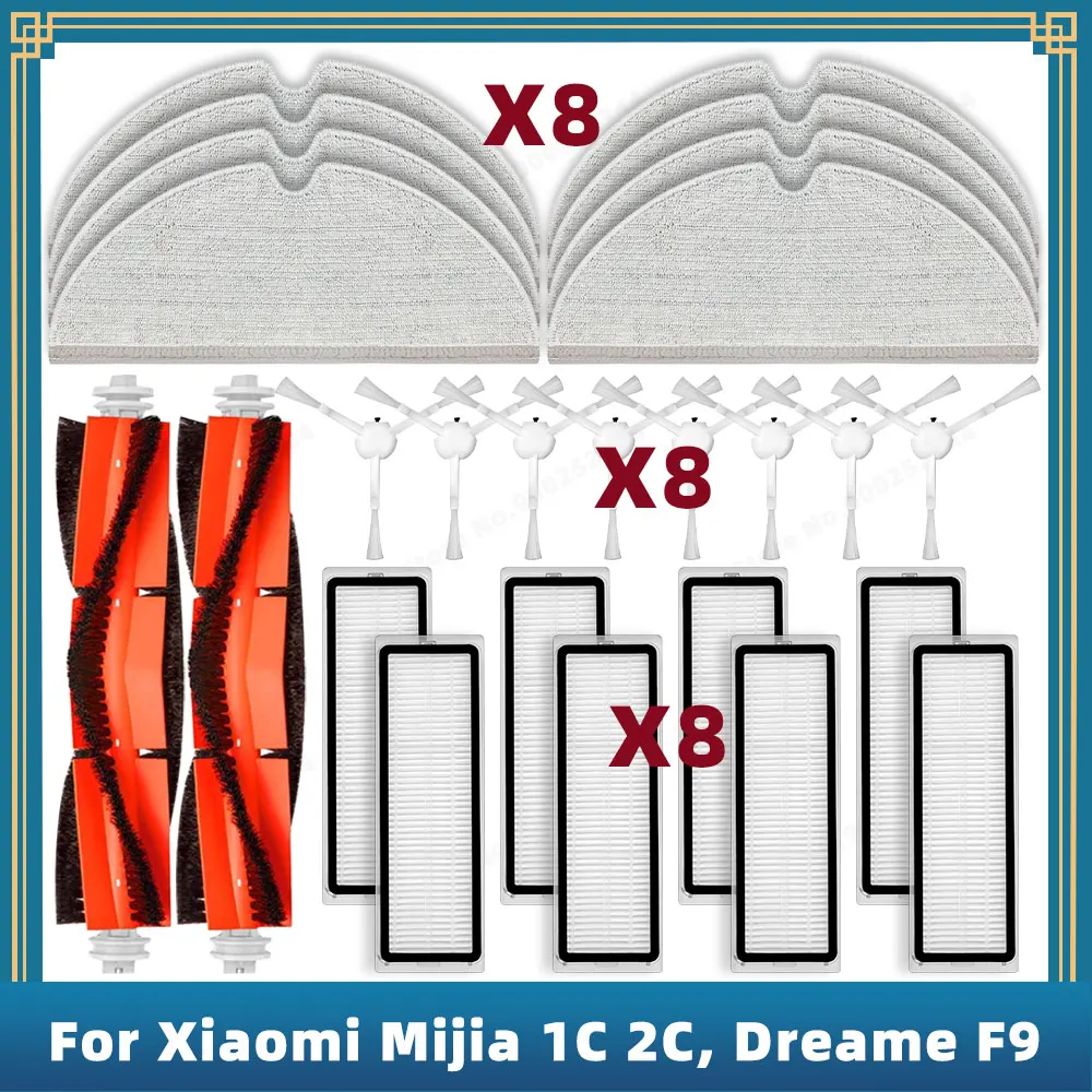 Piezas de Repuesto compatibles con Xiaomi Mijia 1C 2C 1T, Dreame F9, STYTJ01ZHM, accesorios, cepillo lateral principal, filtro Hepa, paño de fregona