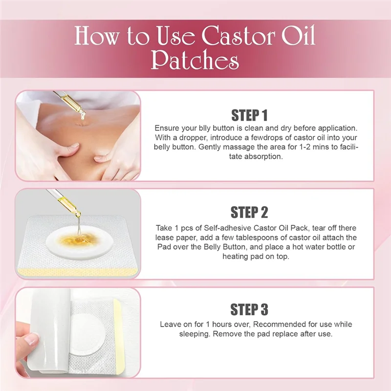 Disposable Castor Oil Patches,100PCS For Belly Button, Self-Adhesive Organic Cotton For Belly Button Patch Pads