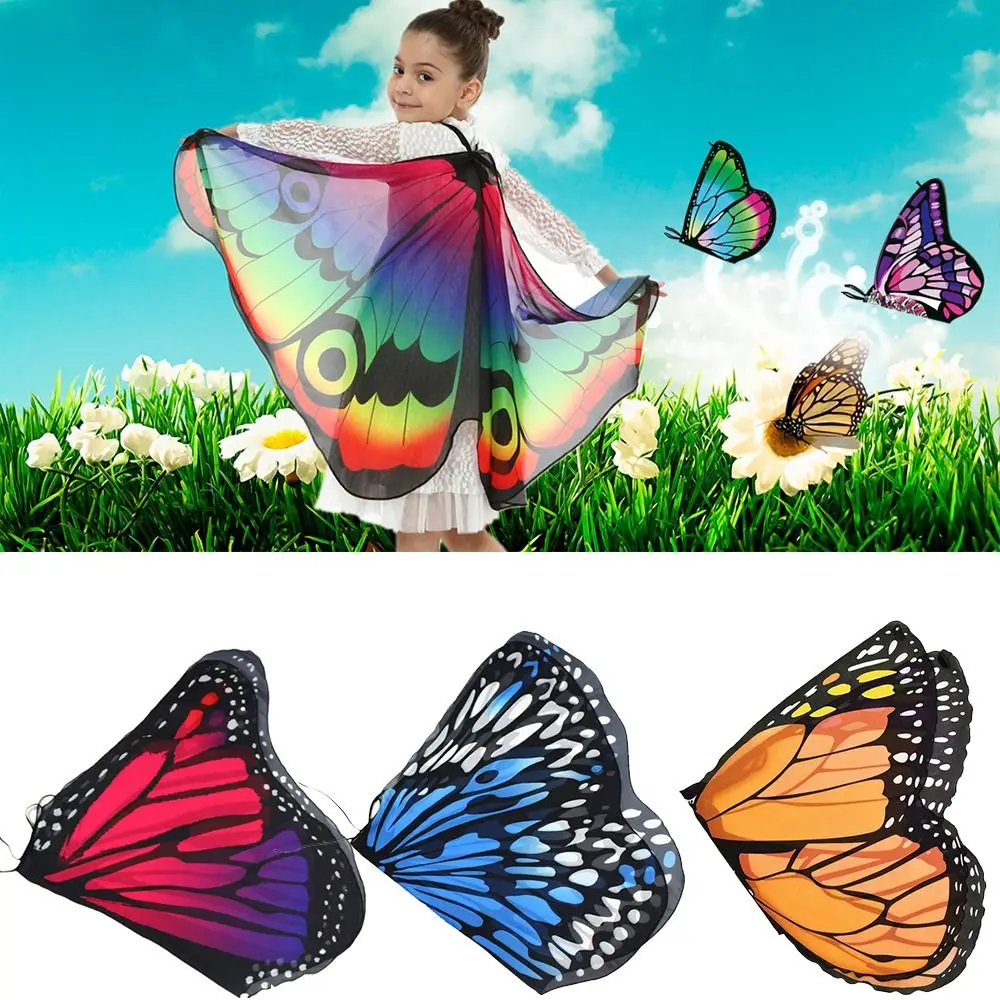 Scialle colorato con ali di farfalla scialle Poncho sciarpa Ladies Fairy Cosplay accessori per le prestazioni scialle
