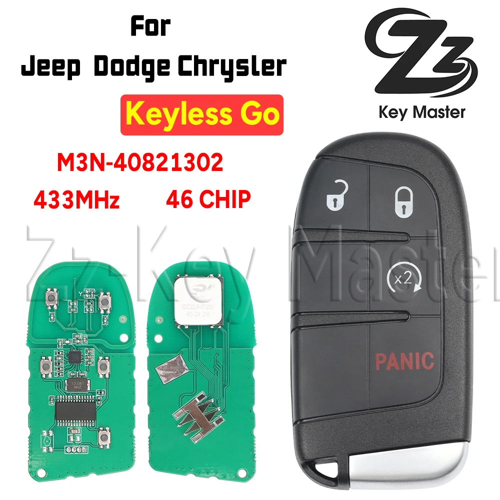 Zz Key Master Smart Card Key M3N-40821302 46/4A CHIP 433MHz PCF7953A For Jeep Grand Cherokee Dodge Charger Journey Chrysler 300