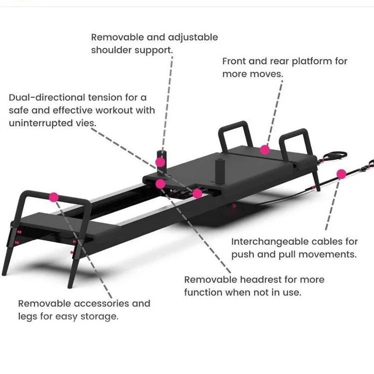 commercial new style studio use training bed machine black aluminum pilates reformer