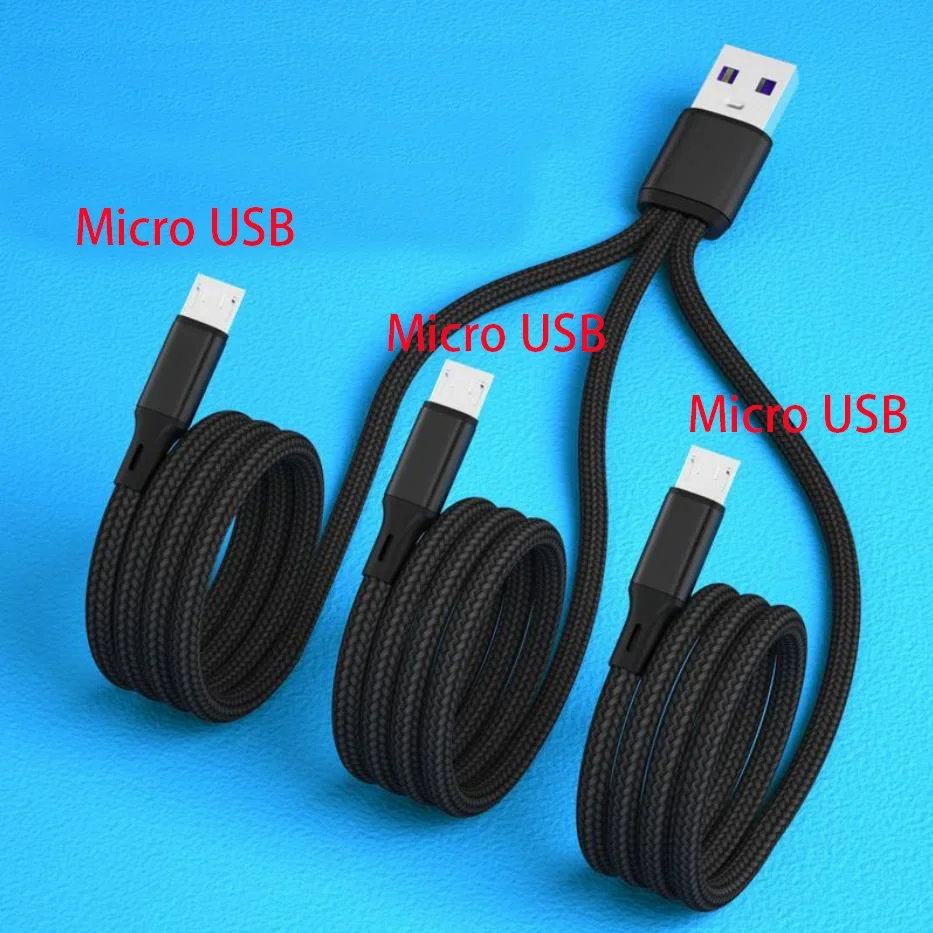 3 في 1 كابل شحن USB 3 Type-C 3 مايكرو USB الفاصل الحبل شحن سريع 6A للهاتف المحمول قوة البنك ماكينة حلاقة شحن معًا