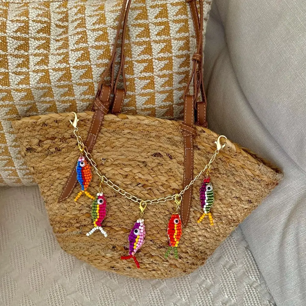 

DIY Necklace Beaded Small Fish Pendant Key Chain Car Keyring Mobile Phone Pendant Contrasting Fashion Backpack Charms Women