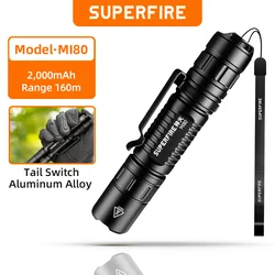 SUPERFIRE MI80 EDC Tactical Flashlight Super Bright LED Torch 5 Modes Portable Camping Outdoor Lighting Waterproof Lantern