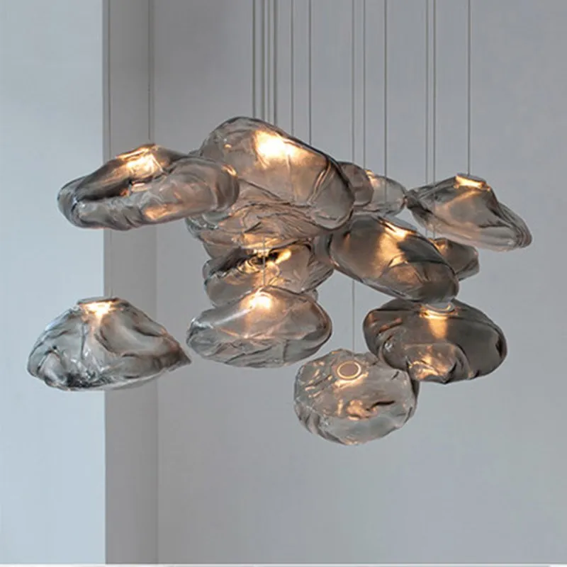 

Nordic LED Pendant For Dining Living Bar Hotel Exhibition Hall Staircase Ceiling Chandelier Cloud Art Decorative Glass Fixtures