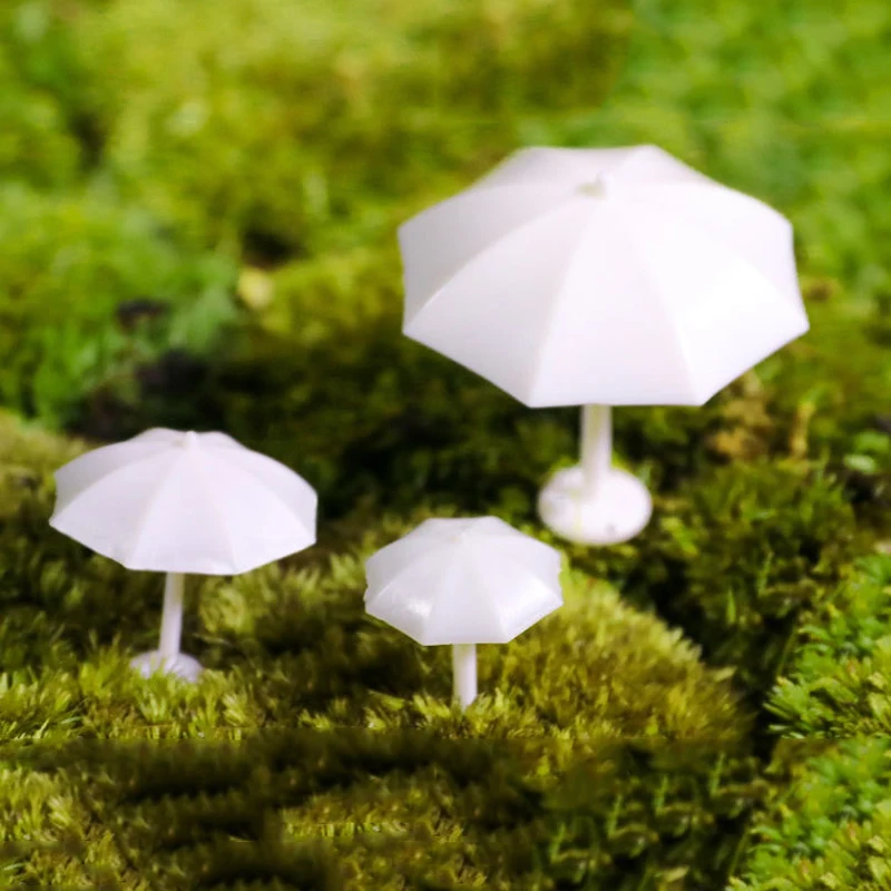 5 Stück Simulation Miniatur weiß Sonnenschirm Kunststoff Modell Kit Maßstab 1:150 1:200 1: für Diorama Zubehör DIY Modellbau – Detail 1