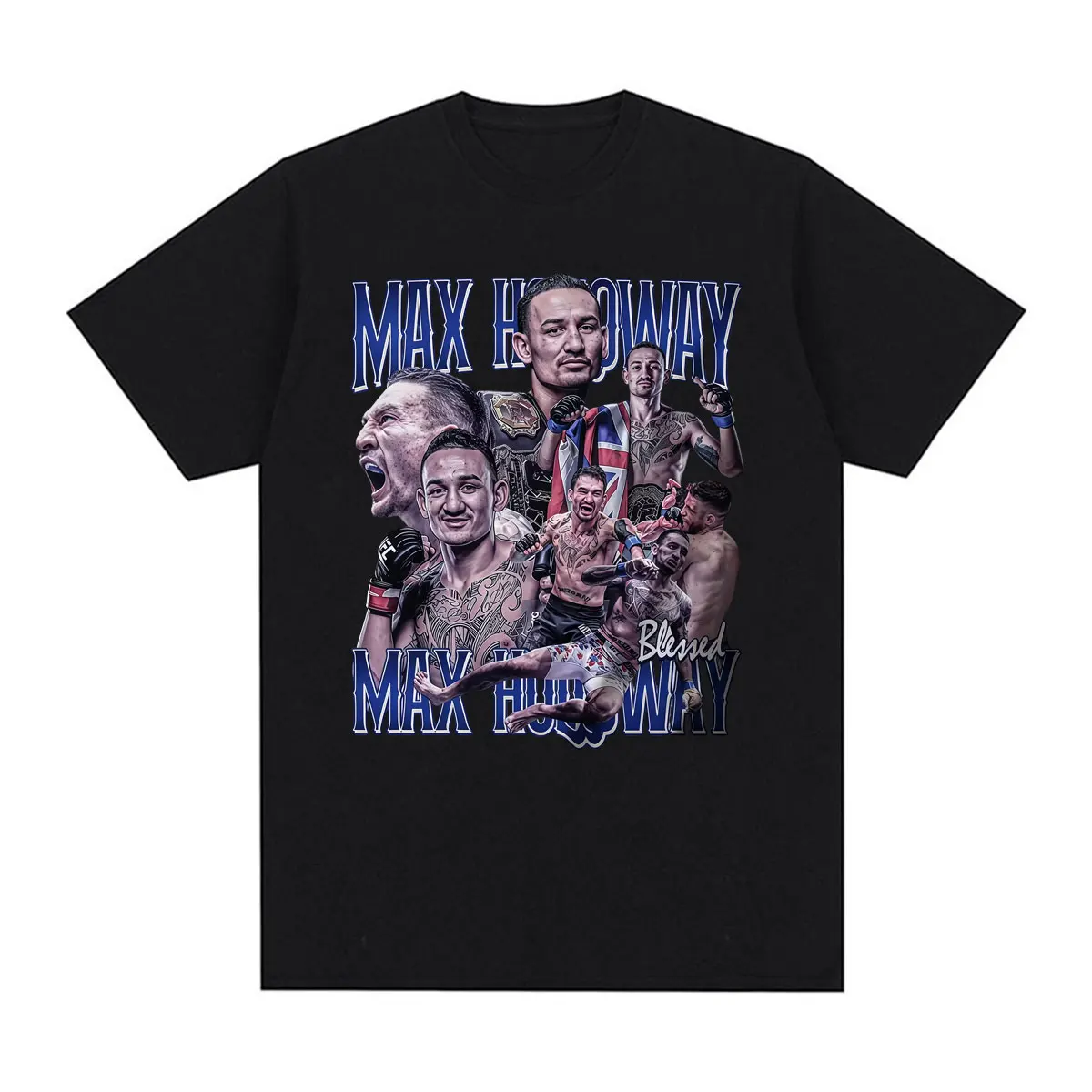 Hot Sale Max Holloway Blessed Vintage Retro T-shirt Men Women Classic Violence Aesthetic T Shirts Summer Tops 100% Cotton Tshirt