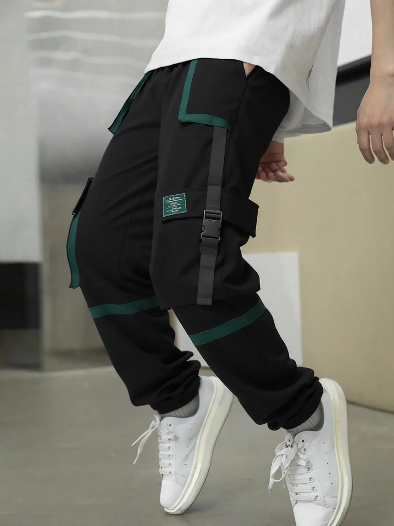 Boys' overalls, casual trousers, multi-pocket joint style, contrast color style, machine washable 7-14 years old medium and larg