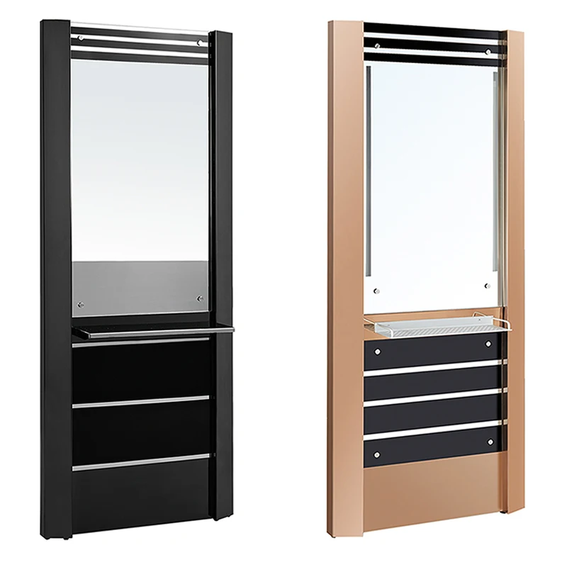 Espelho de cabeleireiro de salão de assento duplo com luz LED adequado para barbearia