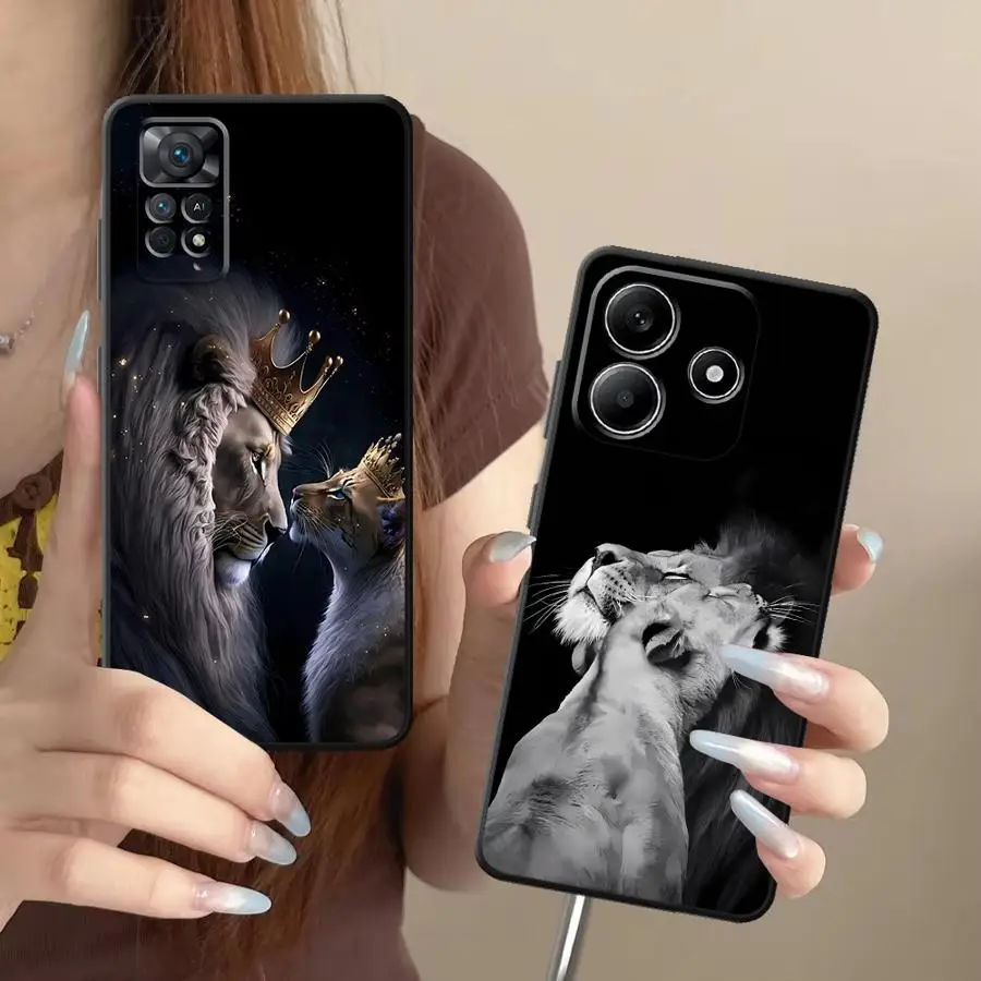 Case for Xiaomi Redmi Note 15 A5 9 8 12 11 A7 Pro 13 14 Pro Plus K80 12C 13C 10 A4 14C Phone Cover K40 A2 A1 Crown Lion view 6