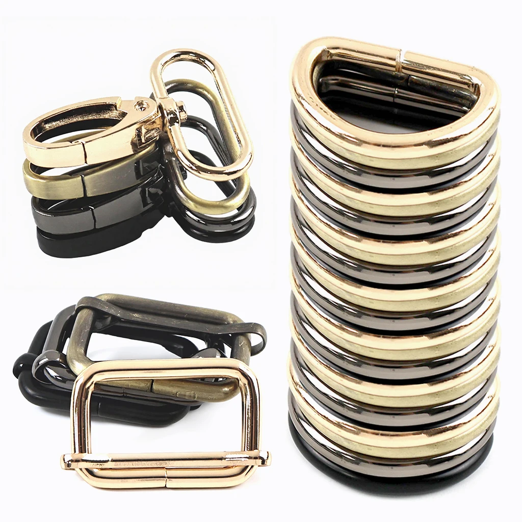 

5/10Sets 16-38mm Swivel Lobster Clasp Metal D Ring Buckle Tri Glide Strap Slider Carabiner Clip Bag Hardware Craft Supplies