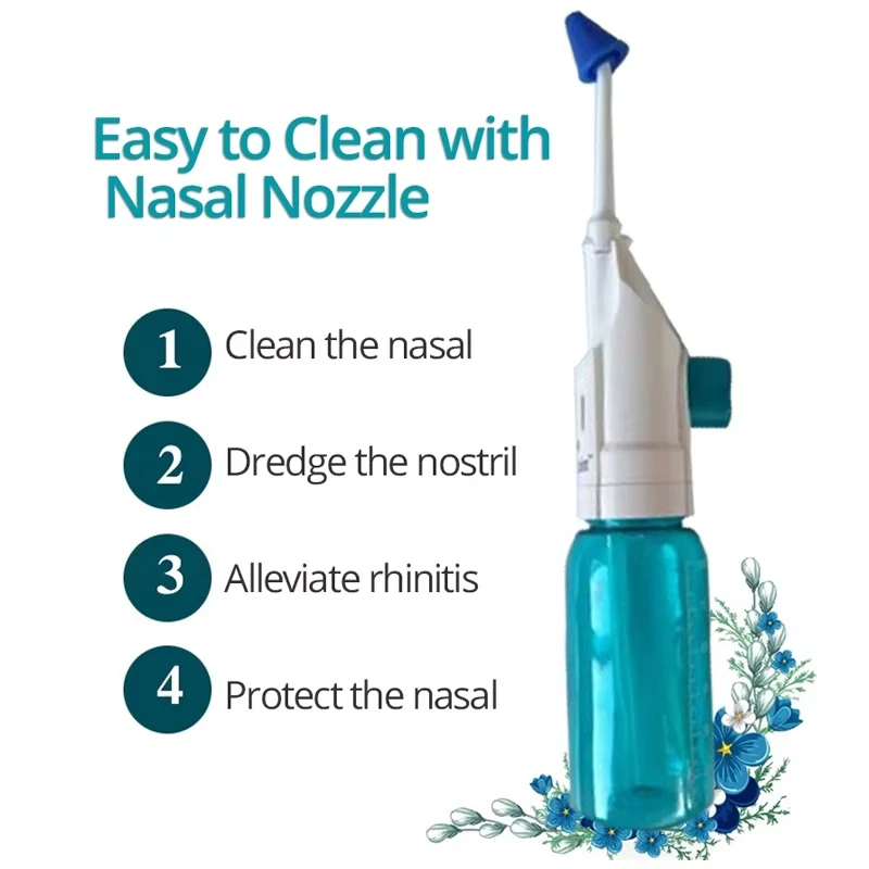 Manual Water Flosser Oral Irrigator with Nasal Nozzle Cordless Oral & Nasal Jet Water Flosser Teeth & Nose Cleaning Device