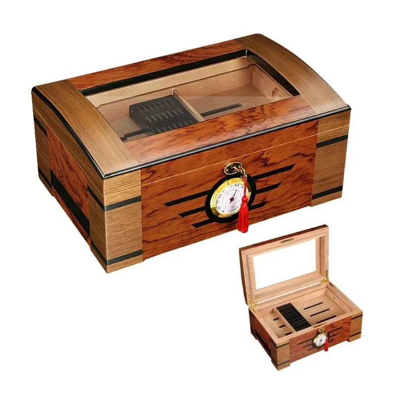 

Humidifier and hygrometer, including cedar wooden Cuban humidor humidor