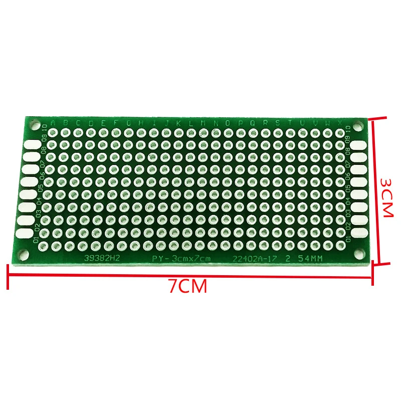 5PCS 3*7CM double-sided spray tin universal board 2.54 pitch epoxy glass fiber hole board universal board PCB circuit board