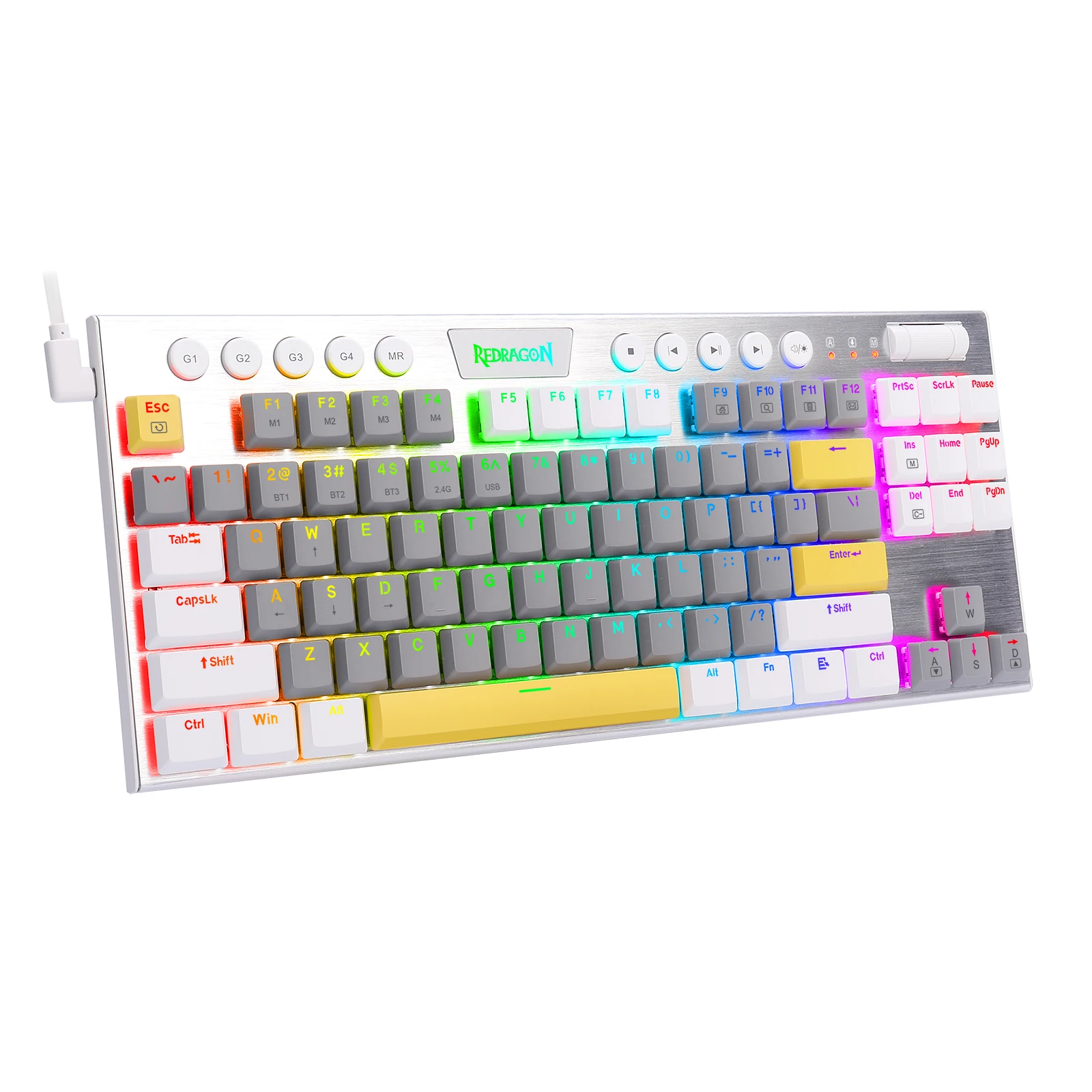 Imagem -03 - Redragon K621 Bluetooth 2.4g sem Fio Usb Teclado de Jogo Mecânico Interruptor Vermelho Rgb Backlit Metal 87 Chave Anti-fantasmas para pc