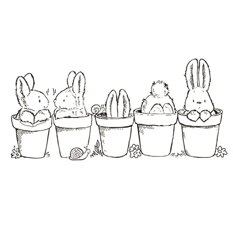 Easter Bunny Potted Plant Silicone Clear Seal Stamp DIY Scrapbooking Embossing Photo Album Decorative Paper Card Craft Art