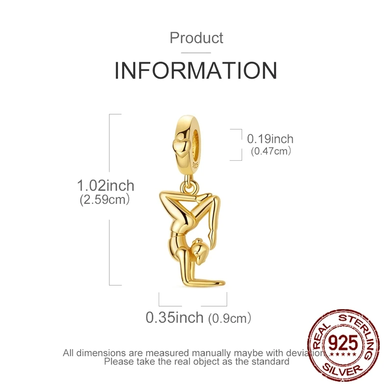 925 Sterling Silver Golden Yog - Yoga Fitness Gifts ulasan dan harga