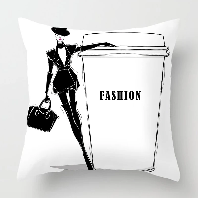 Nordic Paris Fashion Cup Pillowcase Women's Favorite 45x45 Pillowcase 50x50 Cushion Cover Home Decor Living Room Sofa Decoration