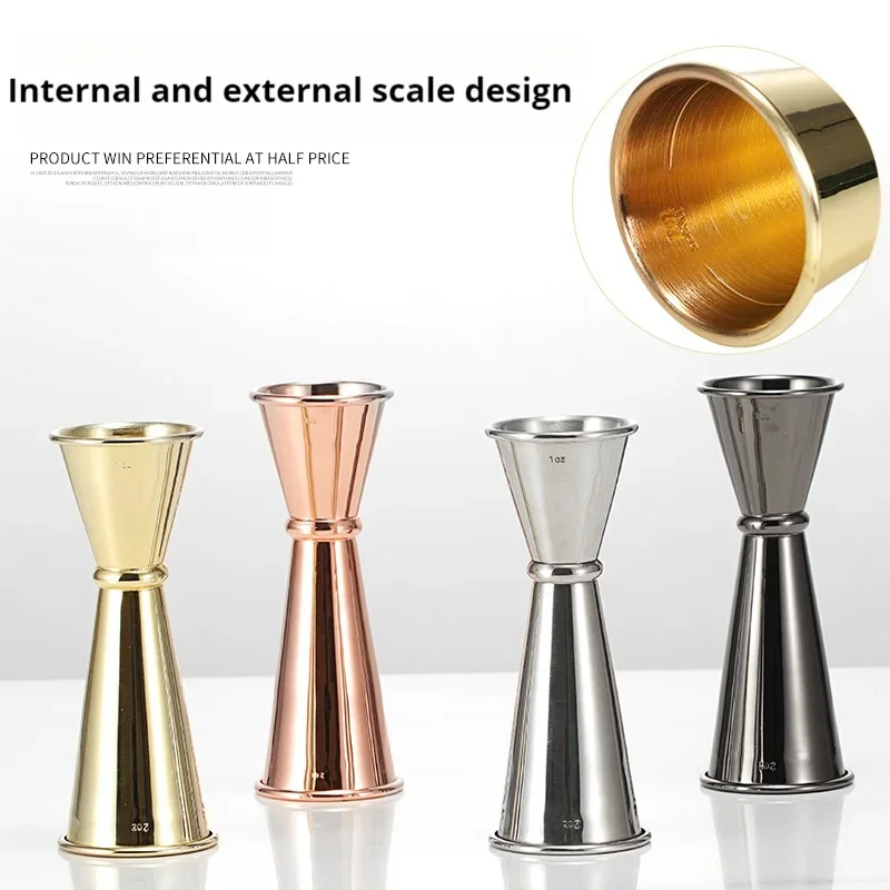 15-60ml Dual Shot Cocktail bar stainless steel mixing set family bar party accessories club double-head alcohol measuring cup
